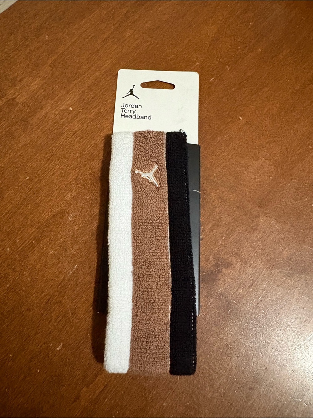 Jordan Terry Headband OSFM White/Brown/Black Jumpman Logo Absorbent Washable